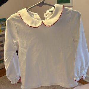 Florence Eiseman White Long Sleeve Shirt with Red Trim